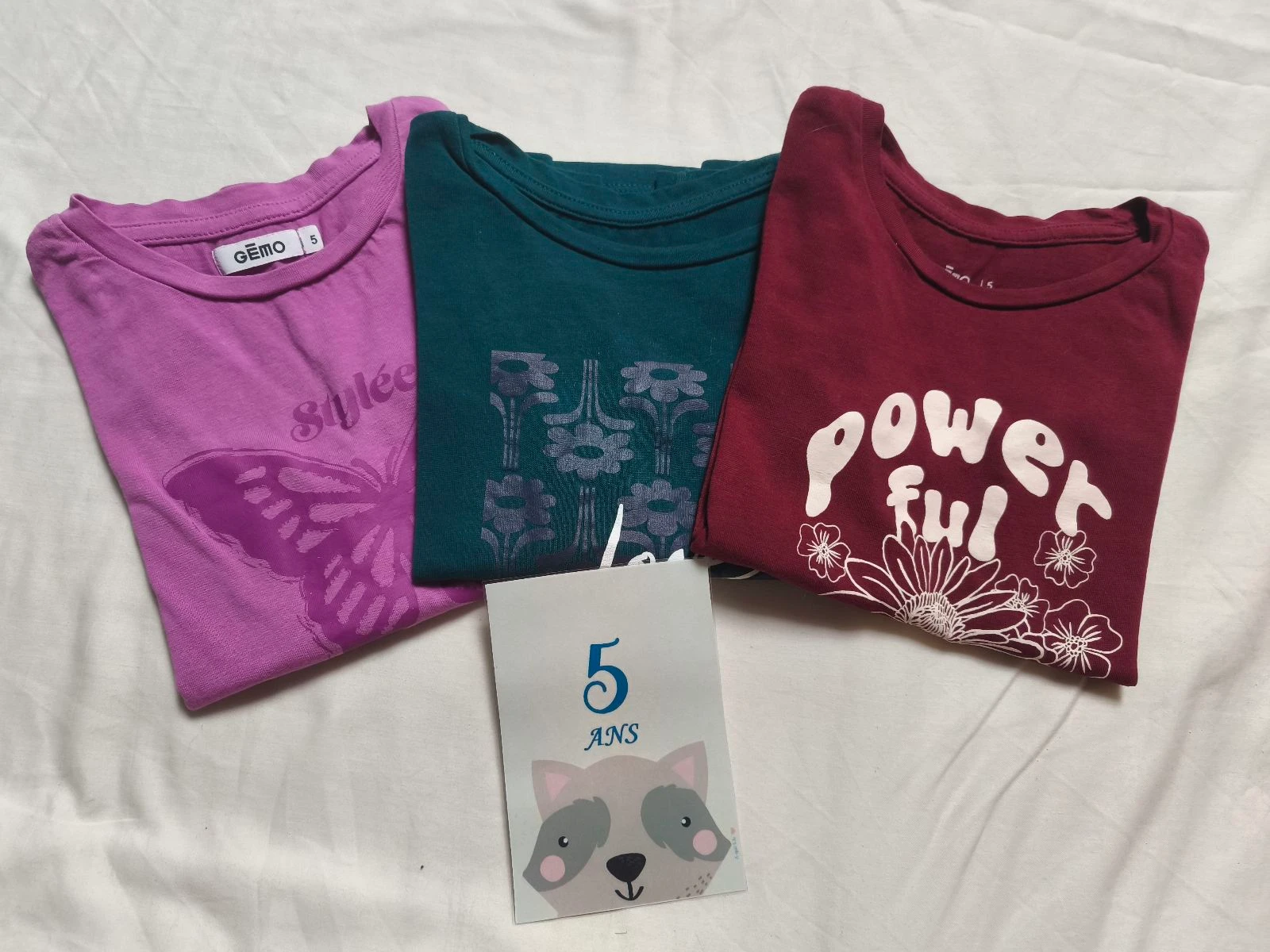 Lot de 3 t-shirts manches longues fille (5 ans)